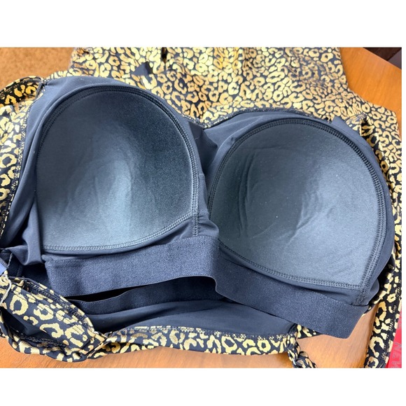 NWT Swimsuits for All Leopard Print Black/Gold Ruffle Tankini Swim Top Size 20 - Picture 7 of 7